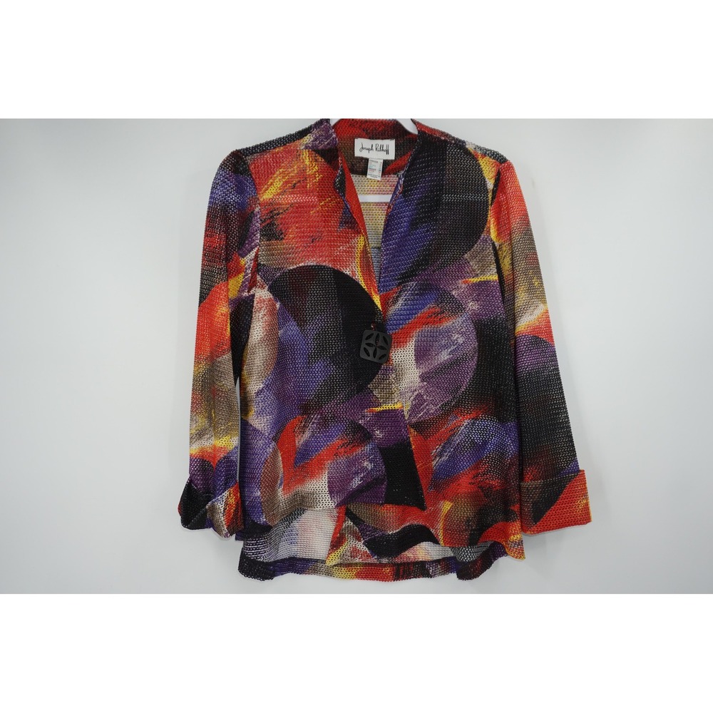 Joseph Ribkoff Knit Jacket Womens 8 Multicolor‎ Abstract Single Button 171596